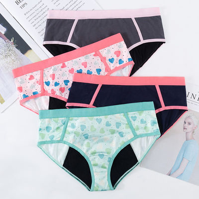 Heavy Flow Organic Cotton Menstrual Underwear For Teens 4 Layer Leakproof Absorbing